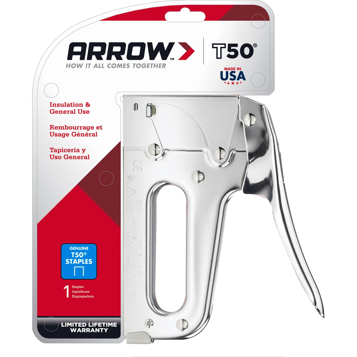 Arrow T50 Heavy Duty Staple Gun - All Steel - Chrome - 178mm x 216mm x 38mm - SuperSaverAU - view 3