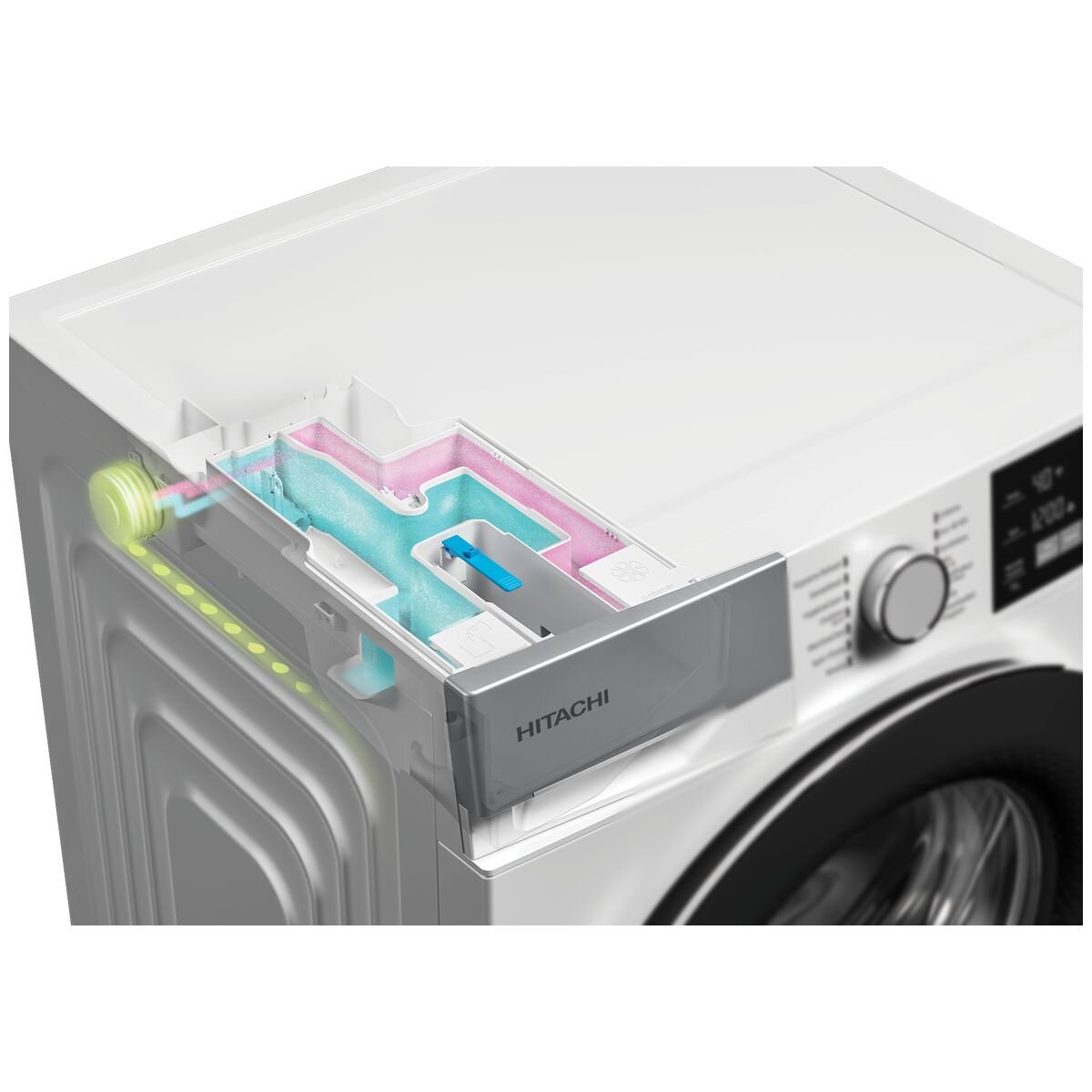 Hitachi 9kg Front Load Washing Machine - AutoDose, 1600rpm Spin, Hygiene Steam, Wi-Fi - BD-90XKVEADM