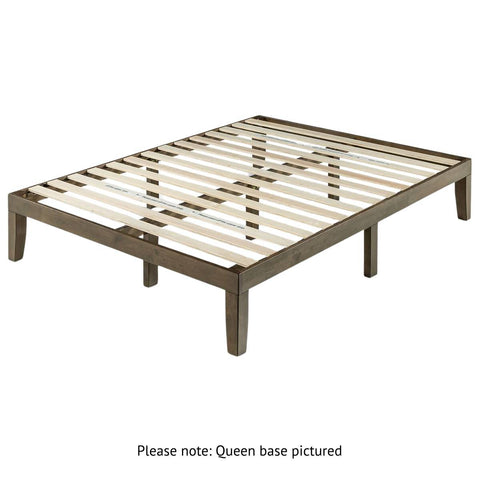 Zinus Moiz Queen wood bed base - walnut finish, solid pine construction - AU-RWPBW-14Q