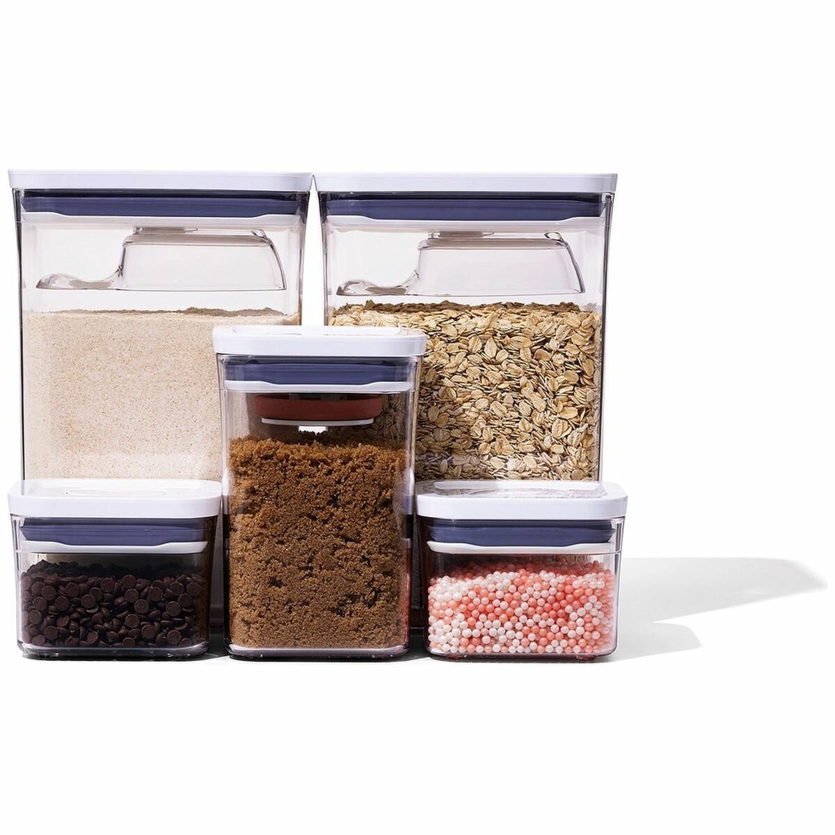 OXO POP 2.0 Eight Piece Baking Essentials Container Set - Airtight Push-Button Seal - 48537