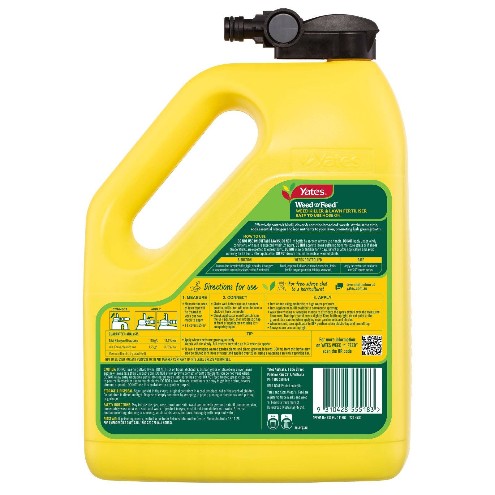 Yates 4L Weed 'n' Feed Hose On Lawn Killer Ready To Use