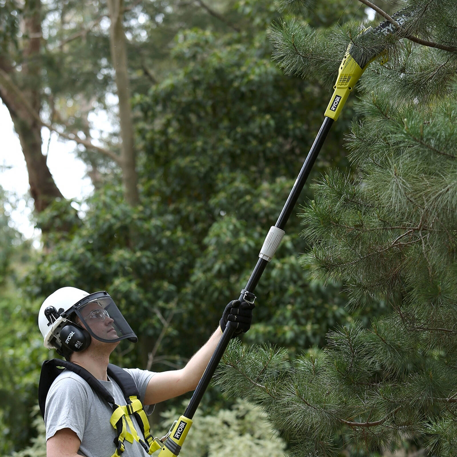 Ryobi Garden Helmet Kit with Visor & Earmuffs, White & Black