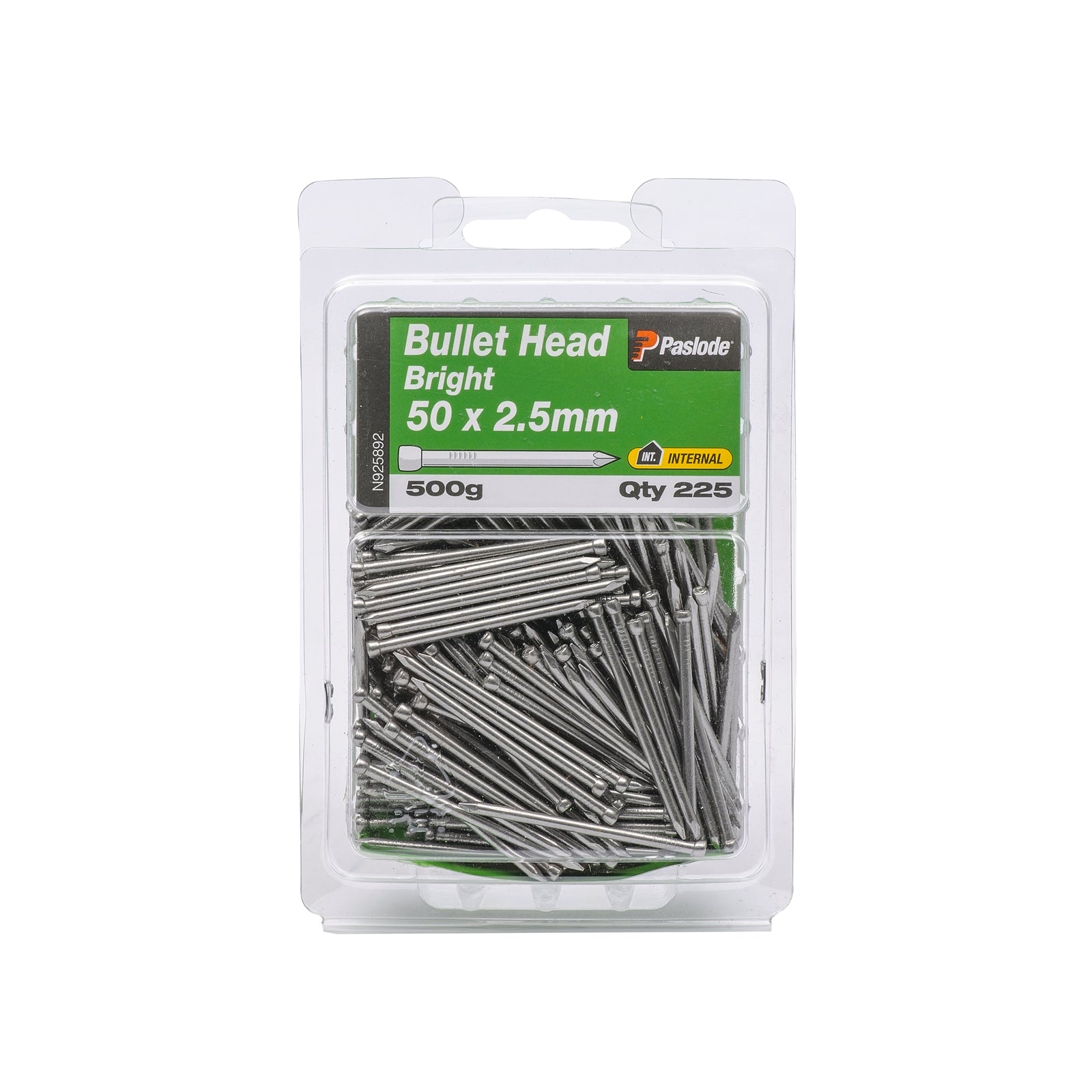 Paslode 50 x 2.5mm Bright Steel Bullet Head Nails 225 Pack 500g