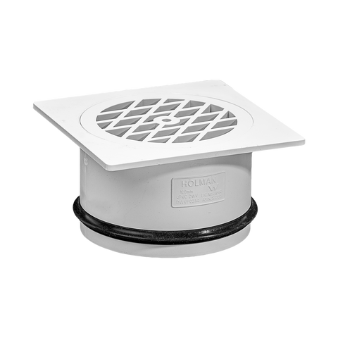 Holman 100mm DWV PVC Square Floor Grate - Grey, Underground Rated