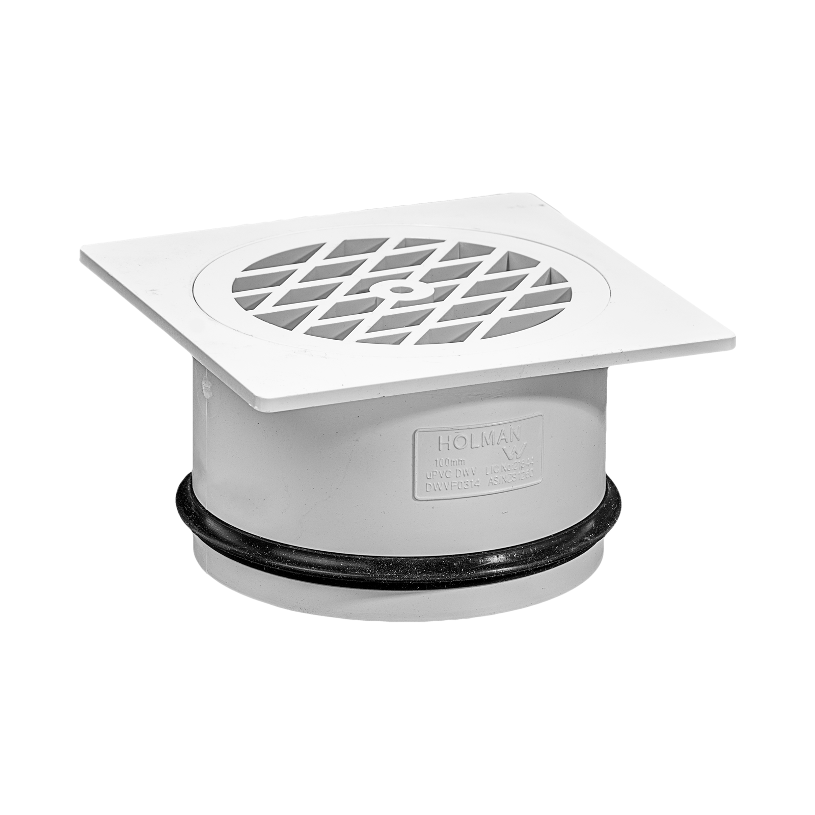 Holman 100mm DWV PVC Square Floor Grate - Grey, Underground Rated