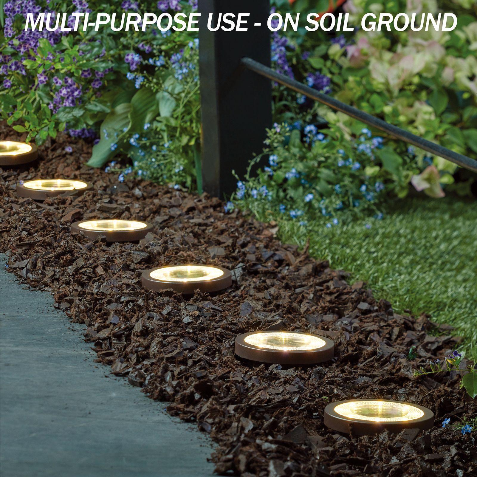 Luxzone LED Solar Disc Light 4 Pack 115.8mm Brown Weather Resistant Outdoor