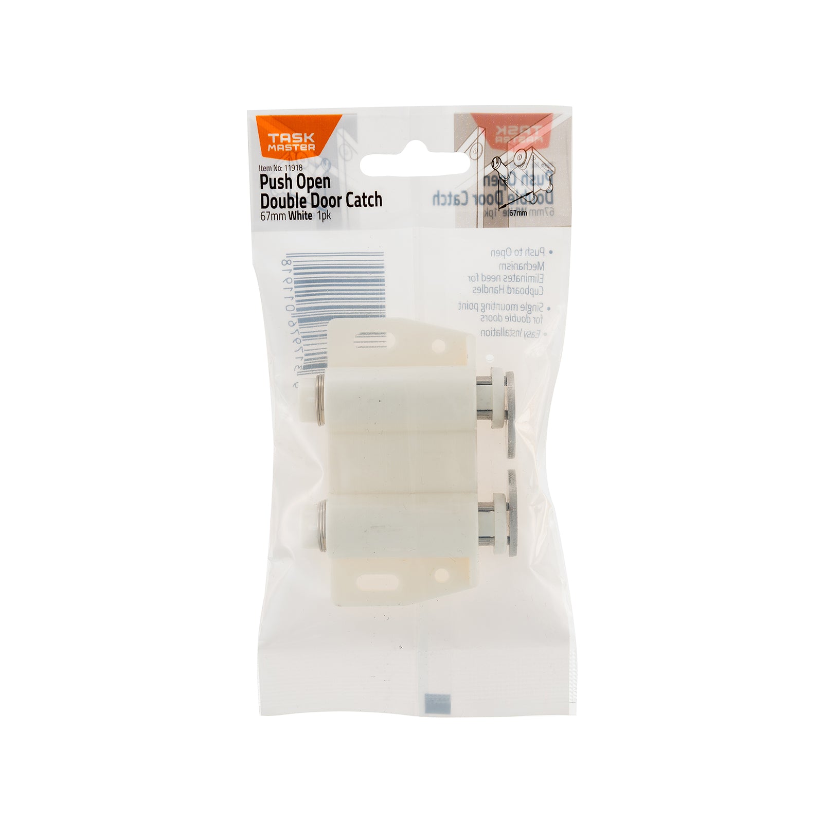 Taskmaster 67mm White Magnetic Push To Open Double Catch Plastic
