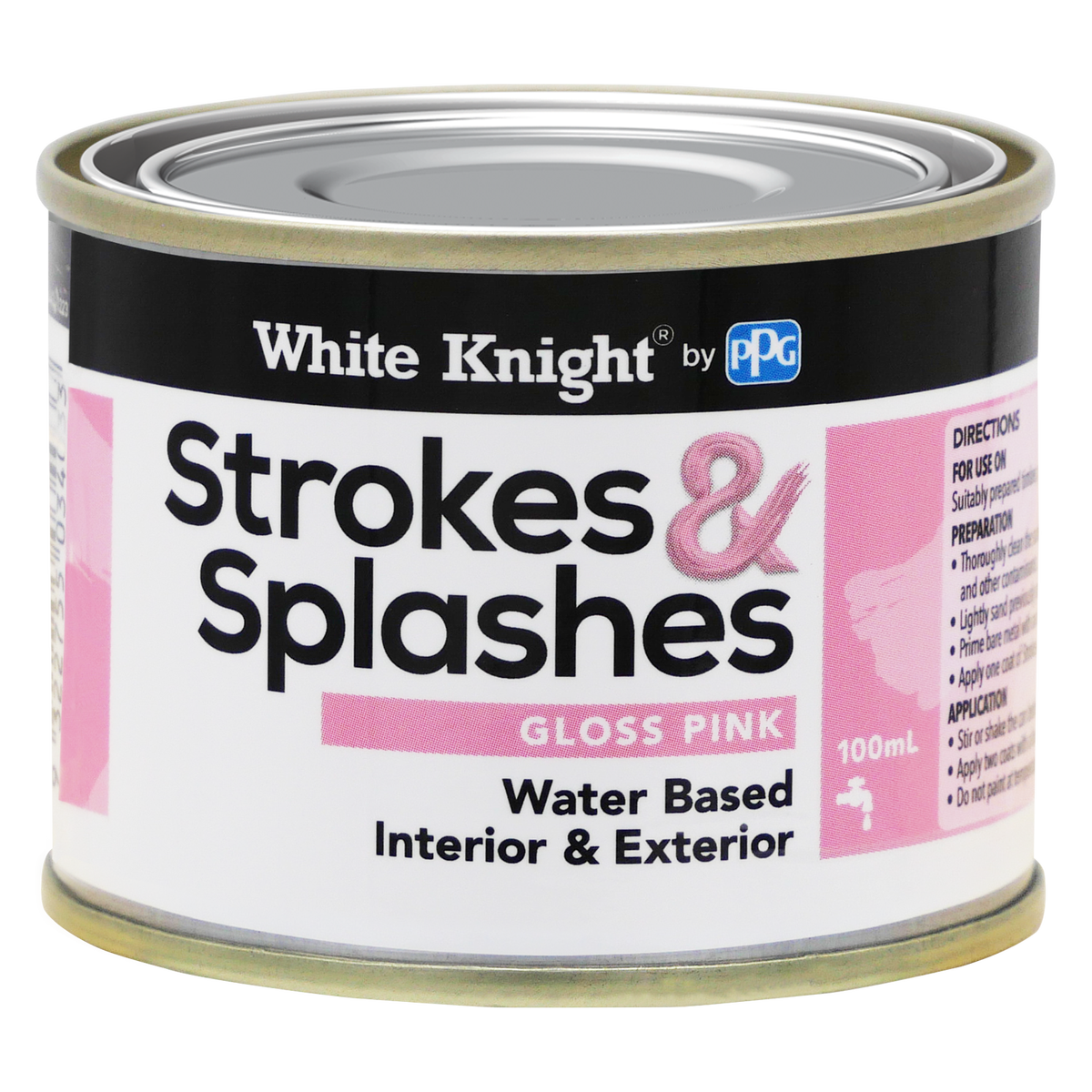 White Knight Pink Gloss Strokes and Splashes Paint 100ml Water Based - SuperSaverAU - view 1