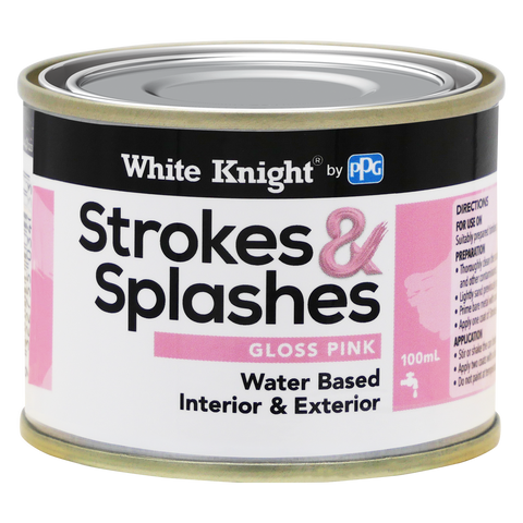 White Knight Pink Gloss Strokes and Splashes Paint 100ml Water Based - SuperSaverAU - view 1