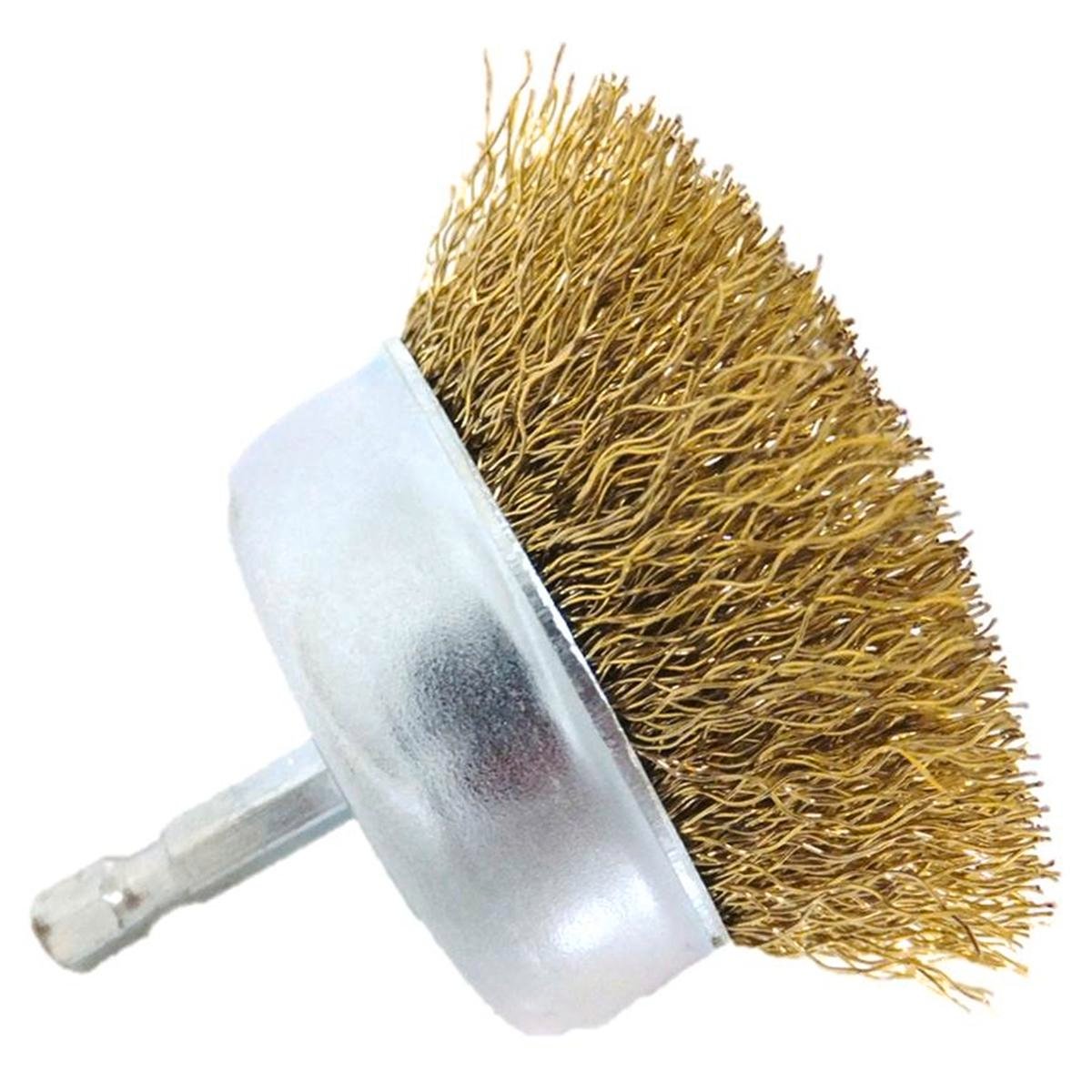 Josco 75mm Cup Brush - Brass Coated High Carbon Steel Wire