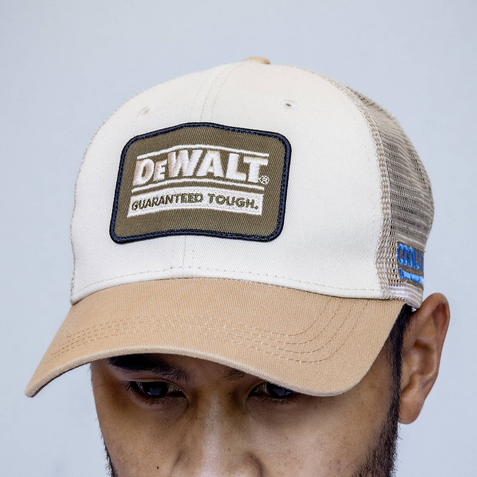 DEWALT Brown Oakdale Coolmax Trucker Hat - Acrylic Mesh, Adjustable