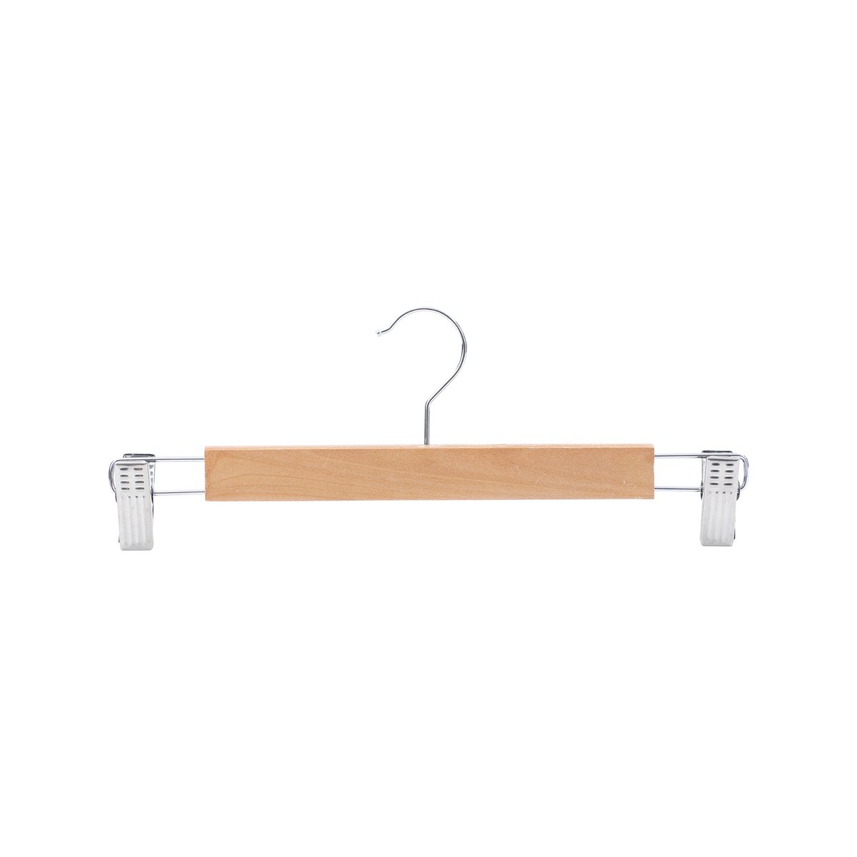 Practa Wooden Clip Clothes Hangers 3 Pack - 330mm Natural Skirt & Trouser Hangers