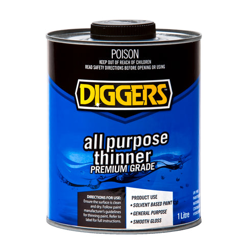 DIGGERS 1L All Purpose Thinner Liquid Solvent Cleaner Indoor & Outdoor
