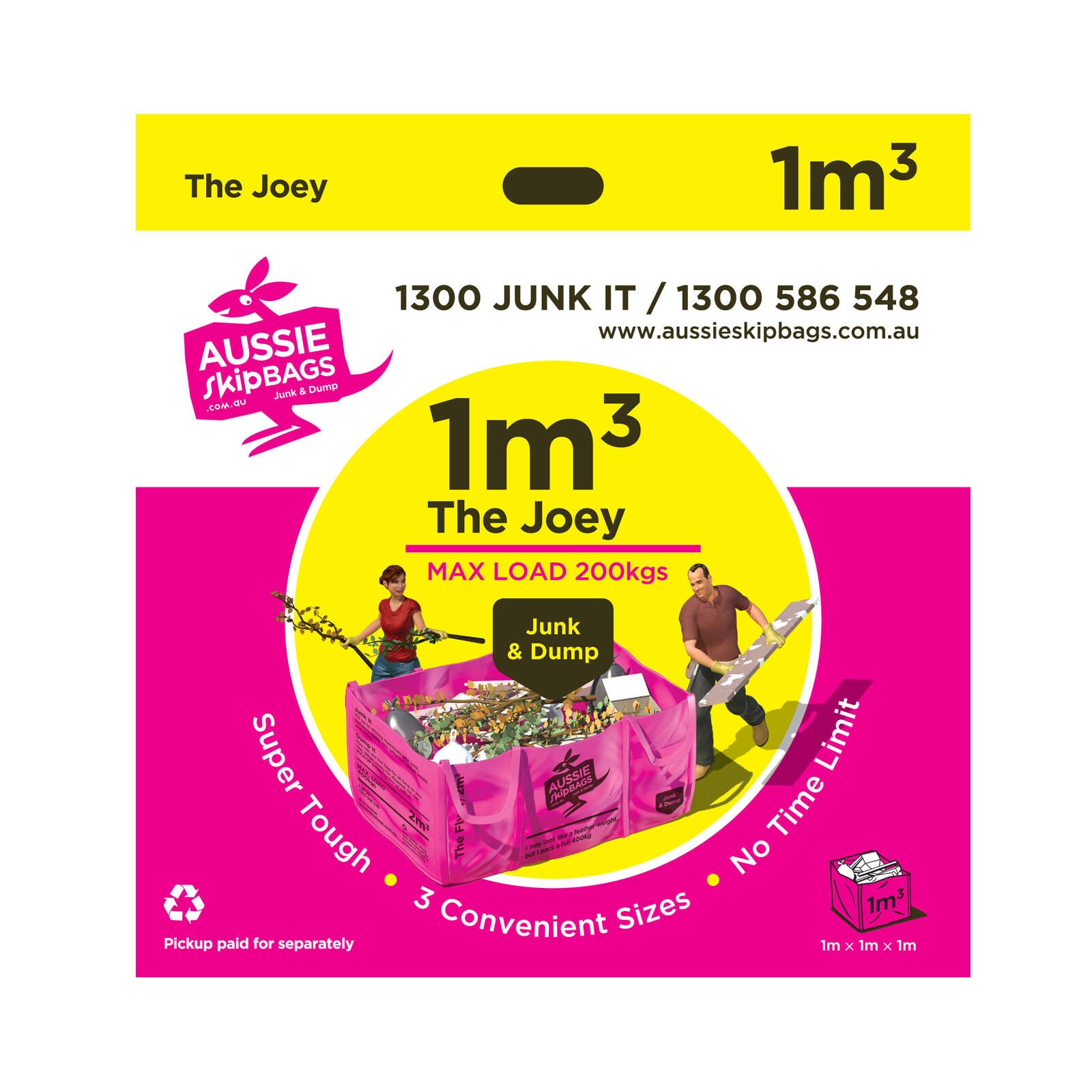 Aussie Skip Bags The Joey 1m3 Woven PPE Disposable Skip Bag 200kg Max Load