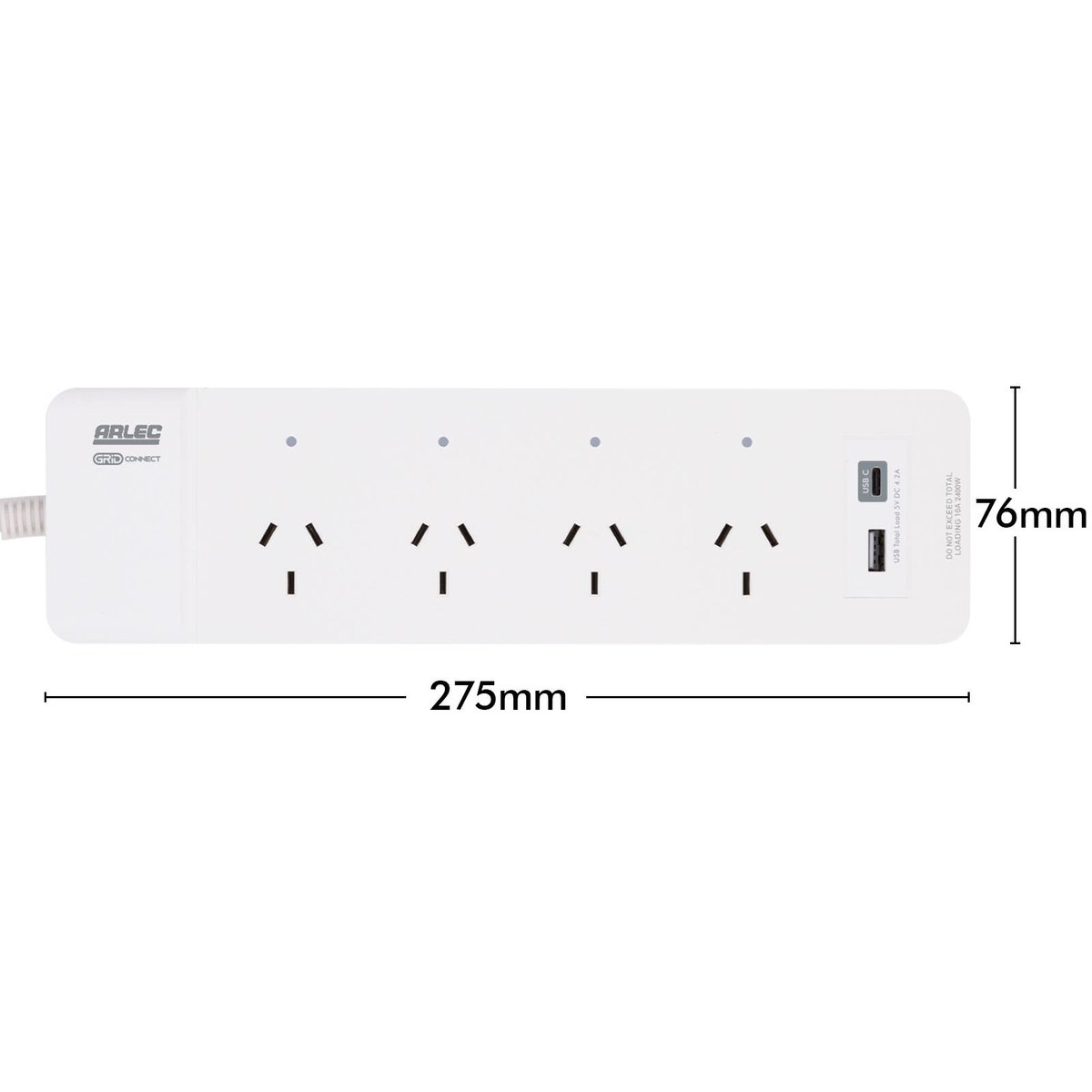 Arlec Grid Connect Smart 4 Outlet Powerboard with USB-A & USB-C Charger White PB4UHA