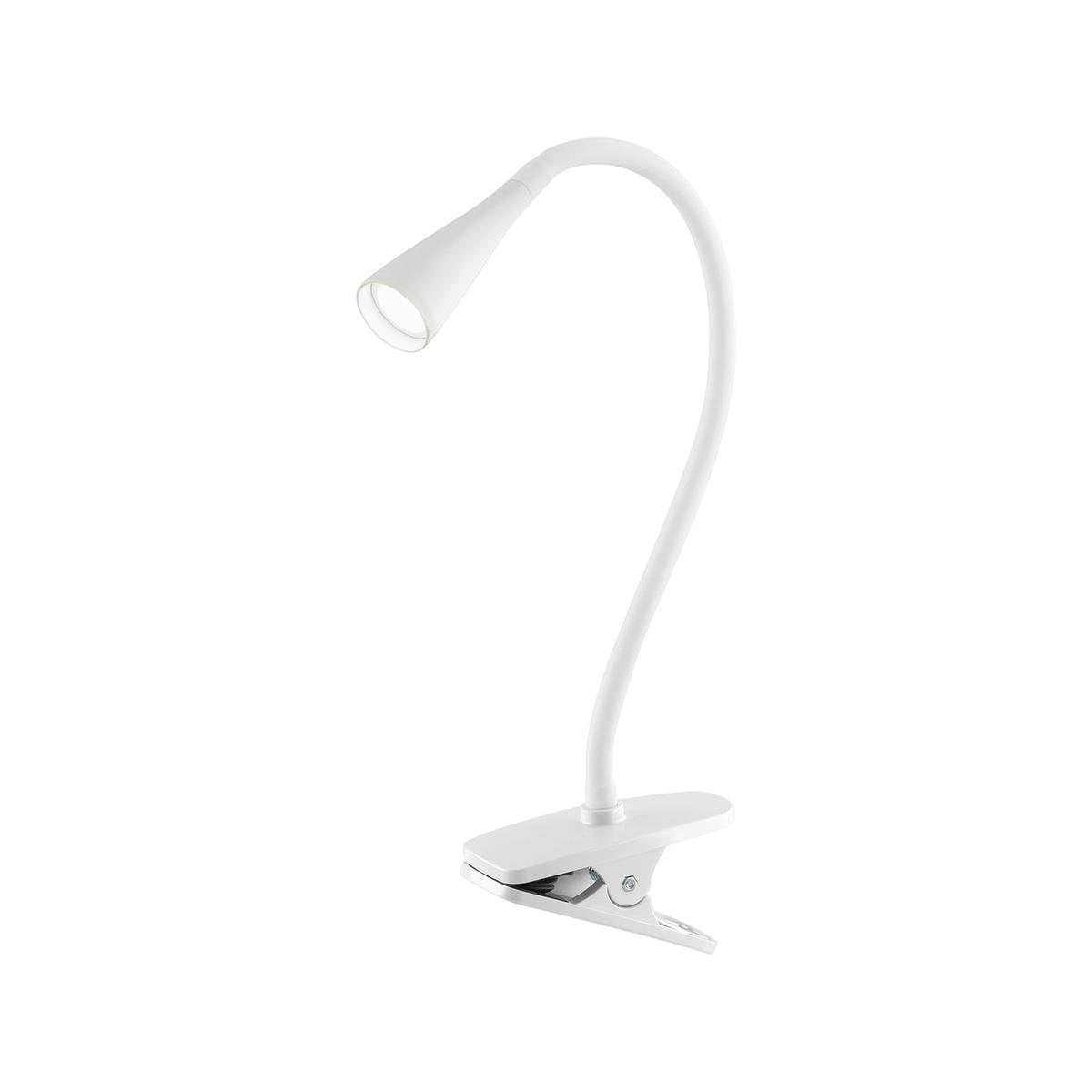 Verve Design Dale 225mm LED Gooseneck Clip Lamp ATL103WH, 5W Adjustable Clamp Lamp, White