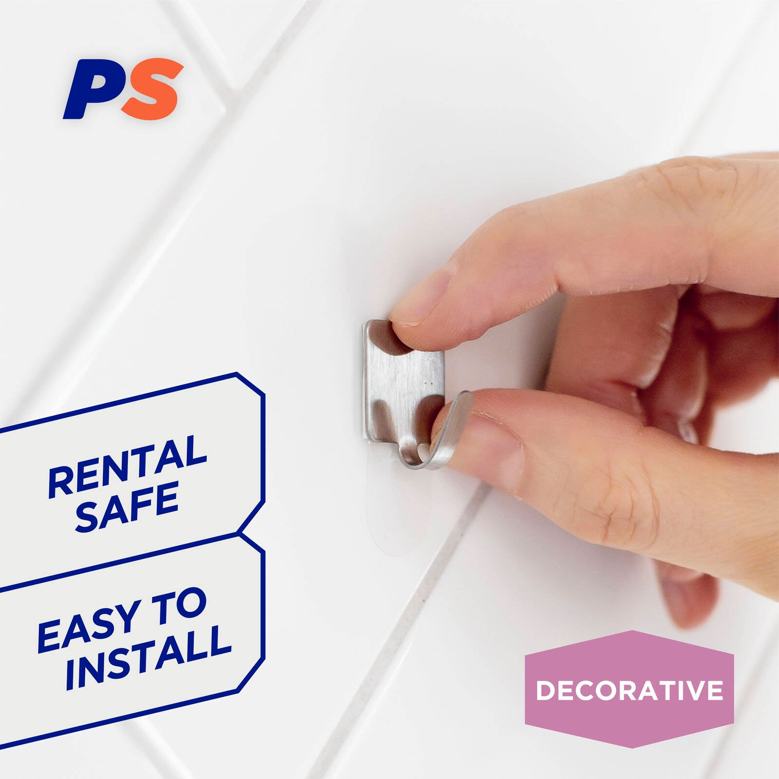 Permastik Small Square Hooks 9 Pack Stainless Steel