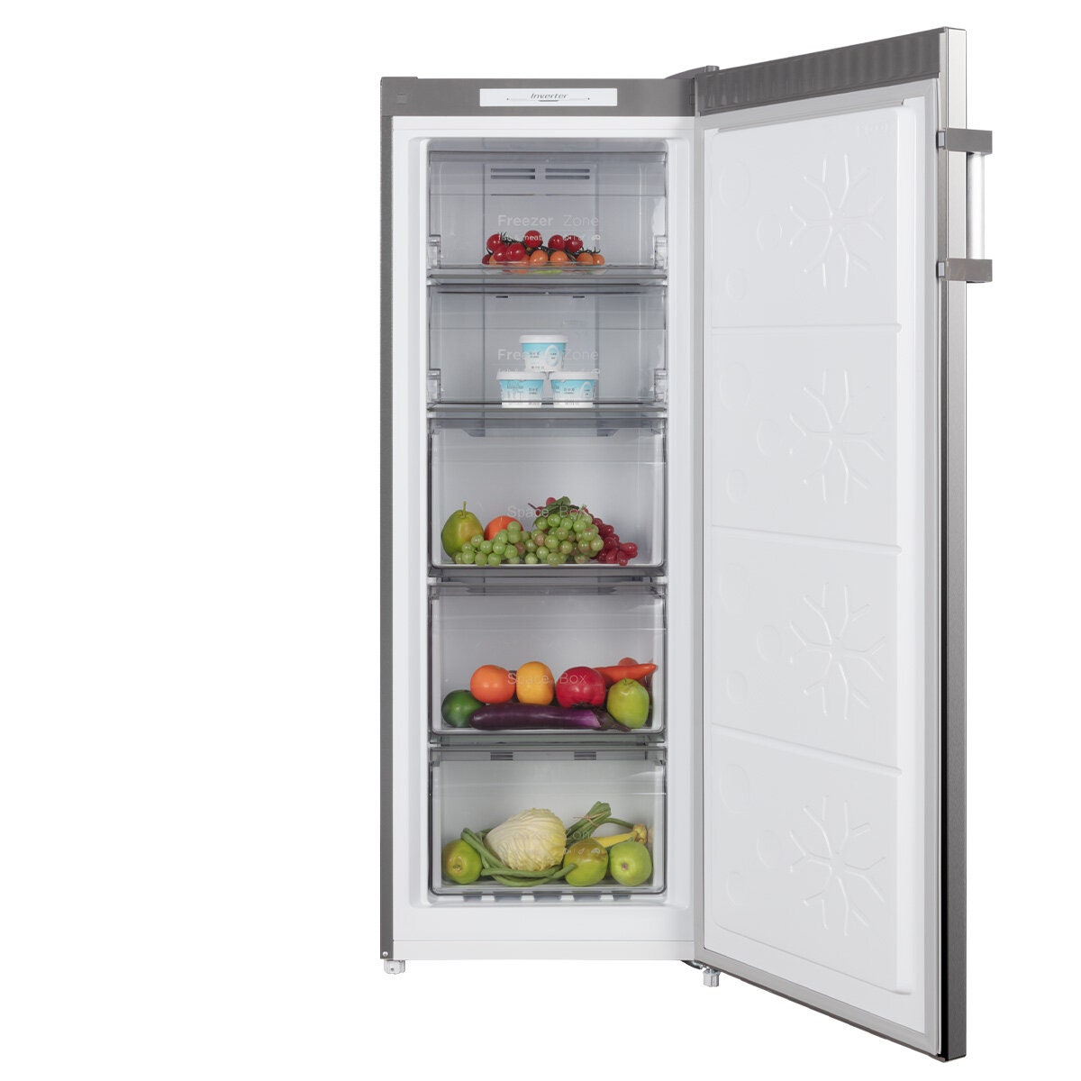 CHiQ 166L Hybrid Upright Freezer - Stainless Steel, Frost Free, Multi Air Flow, Reversible Door - CSH165NSS