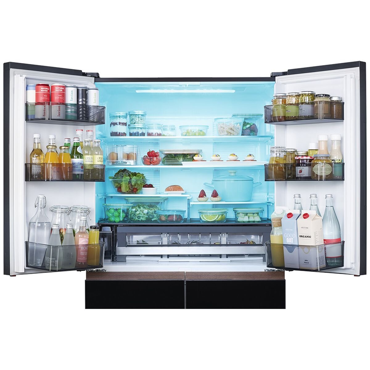 Hitachi 670L French Door Fridge - White Glass, Vacuum Compartment, Made in Japan - R-GW670TAXW