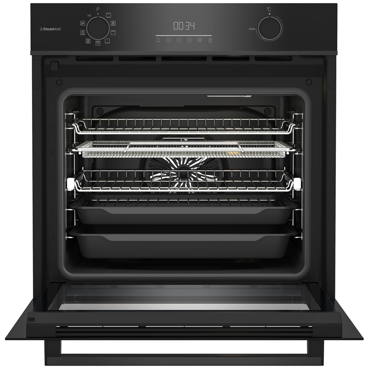 Beko 60cm Built-In Oven - Airfry, SteamAdd, Pyrolytic Cleaning, 85L, Dark Stainless Steel - BBO6851PDX1