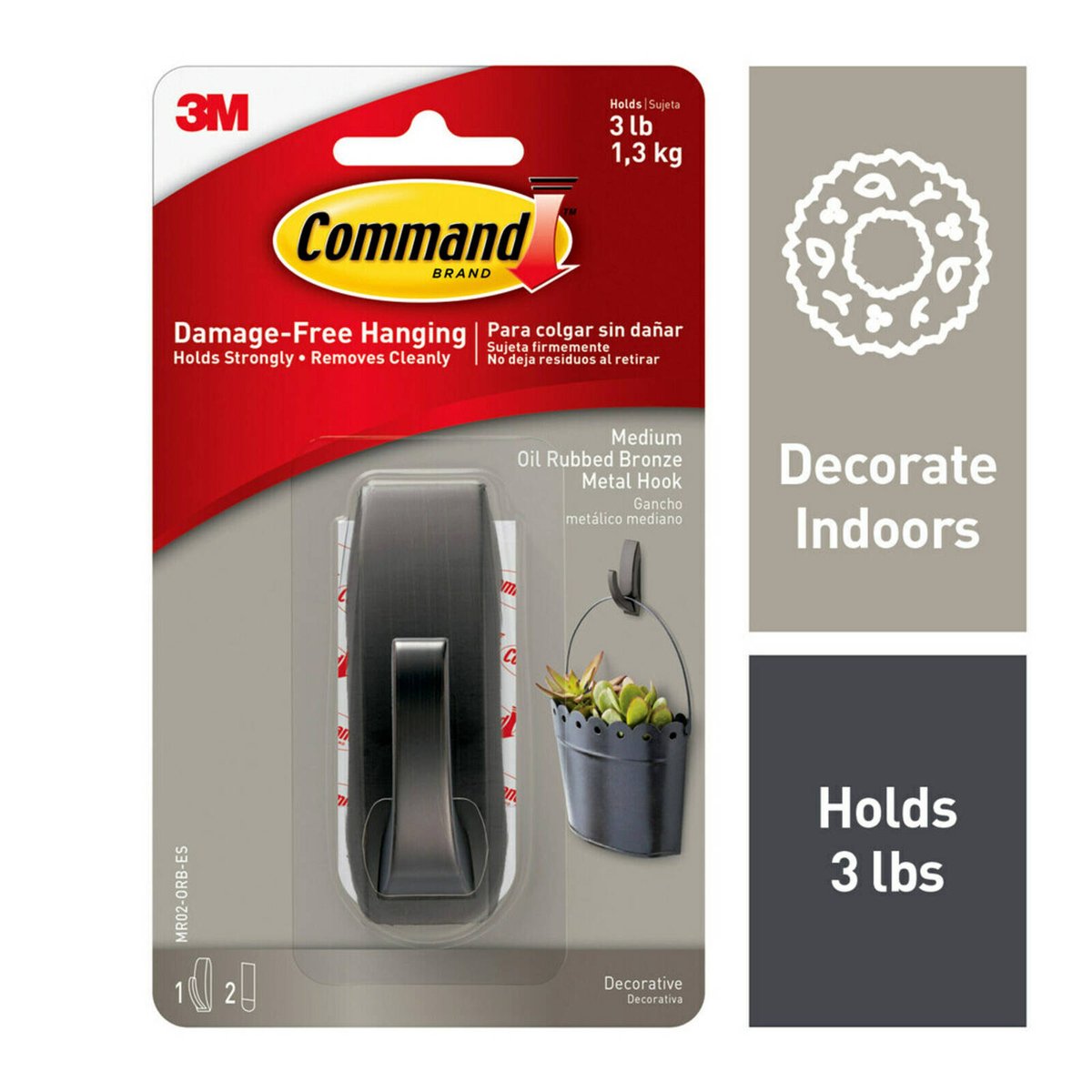 Command Metal Hooks Black 1.3kg Damage-Free Hanging