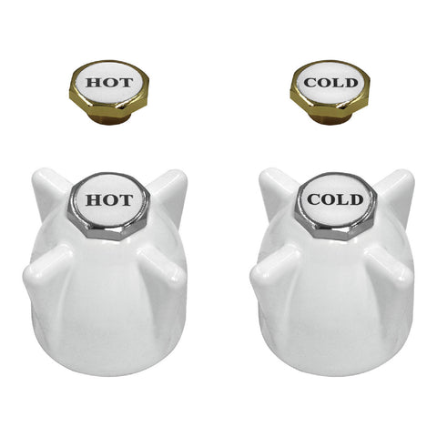 Shaw & Mason White Zinc Die Cast Tap Handles - Flat Sided Spindle, Pair