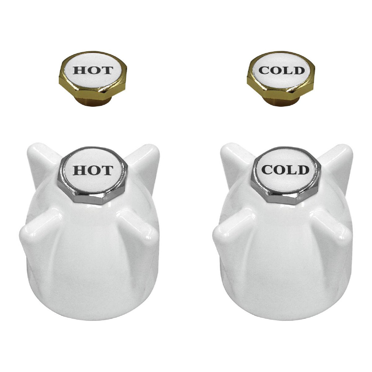 Shaw & Mason White Zinc Die Cast Tap Handles - Flat Sided Spindle, Pair