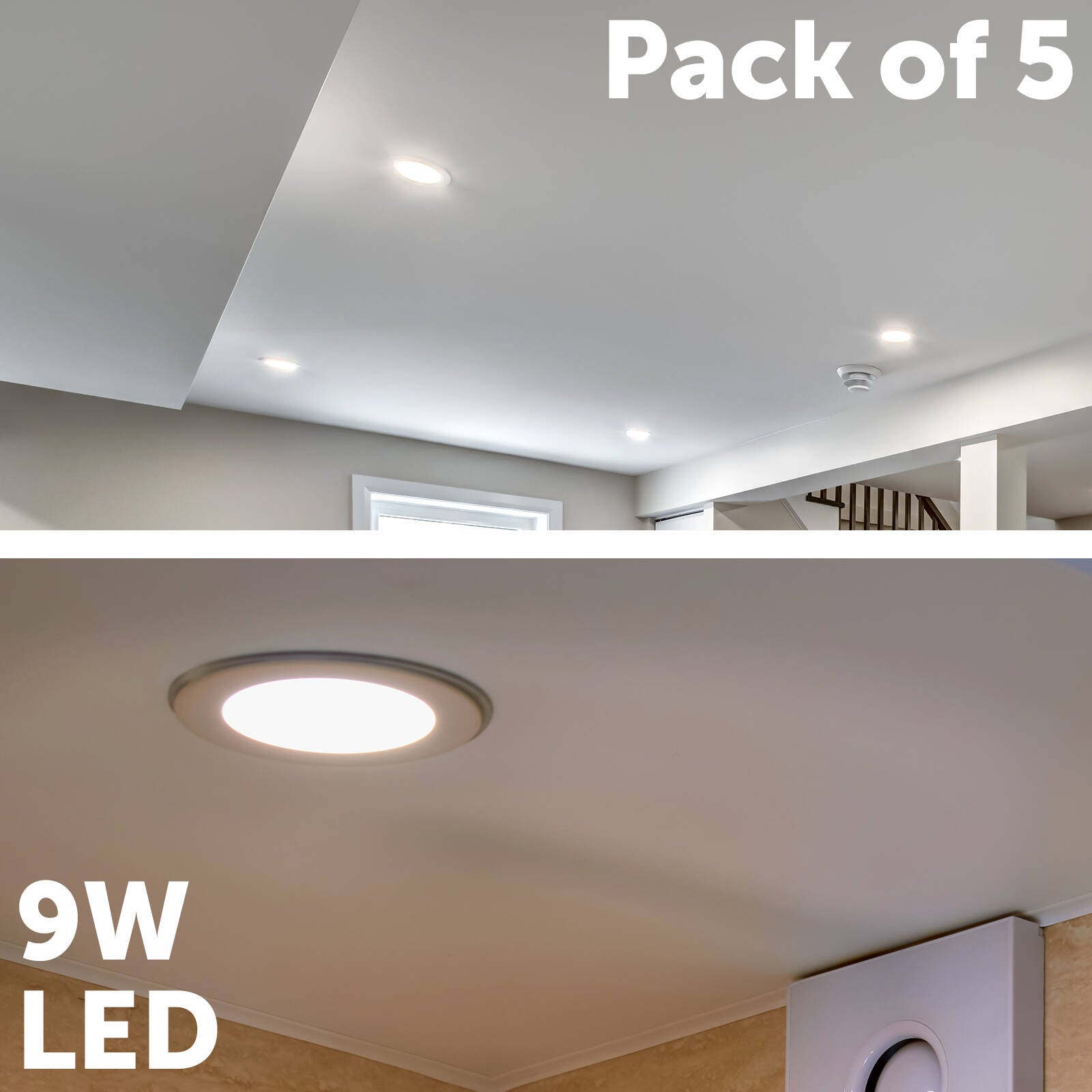 Arlec 9W Tri-Colour Dimmable LED Downlight with Plug Bases 5 Pack ALD295P5RV