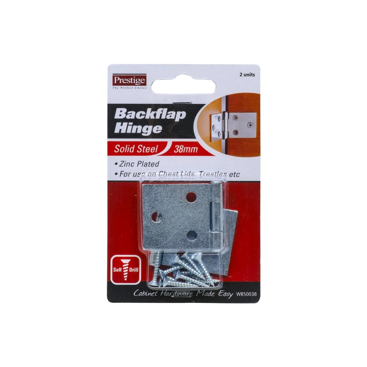 Prestige 38mm Zinc Plated Backflap Hinges 2 Pack Steel Rust Resistant - SuperSaverAU - view 1