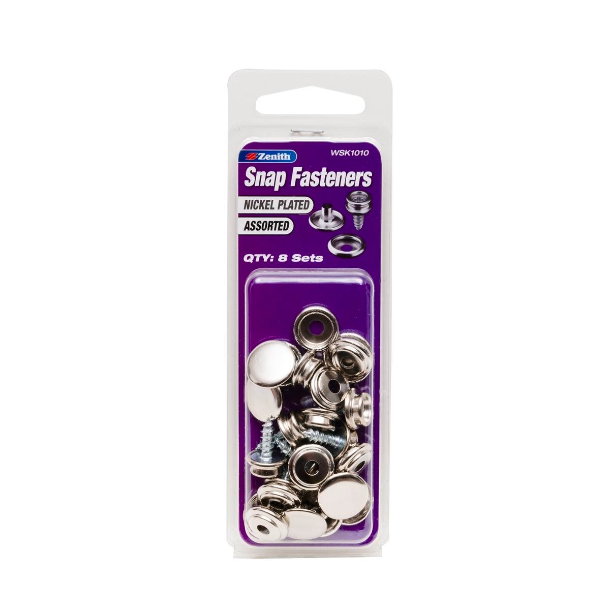 Zenith Snap Fasteners - Nickel Plated Brass - 8 Sets - Durable Connection - SuperSaverAU - view 1