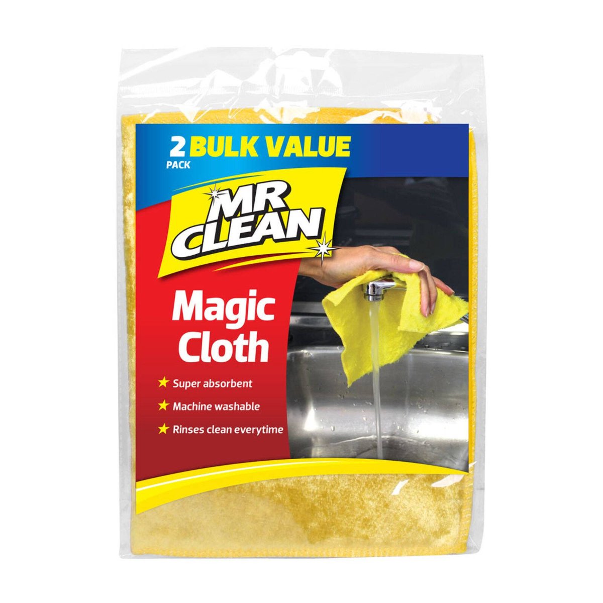 Mr Clean Tuffmates Magic Cloth XL, Rayon, Yellow, 2 Pack