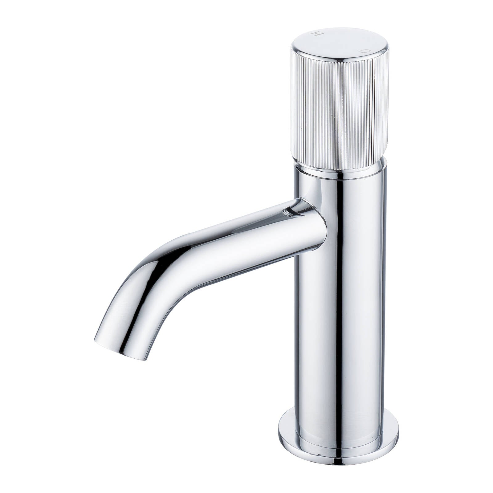 Mondella Resonance 25mm Chrome Textured Handle Curved Spout Basin Mixer 6L/min WELS 5 Star