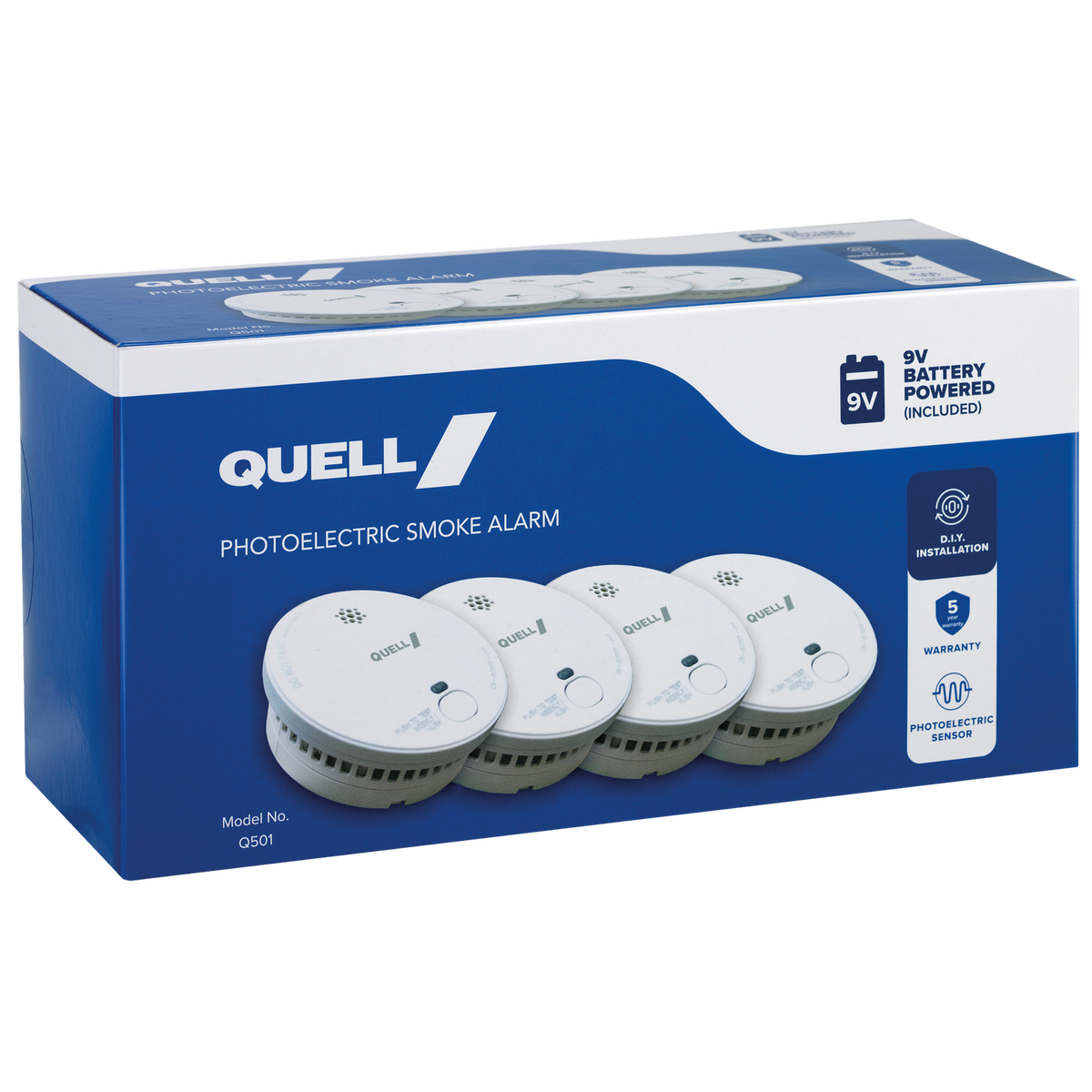 Quell Q501 Photoelectric Smoke Alarm 4 Pack - 102mm x 102mm - Easy Installation - SuperSaverAU - view 2