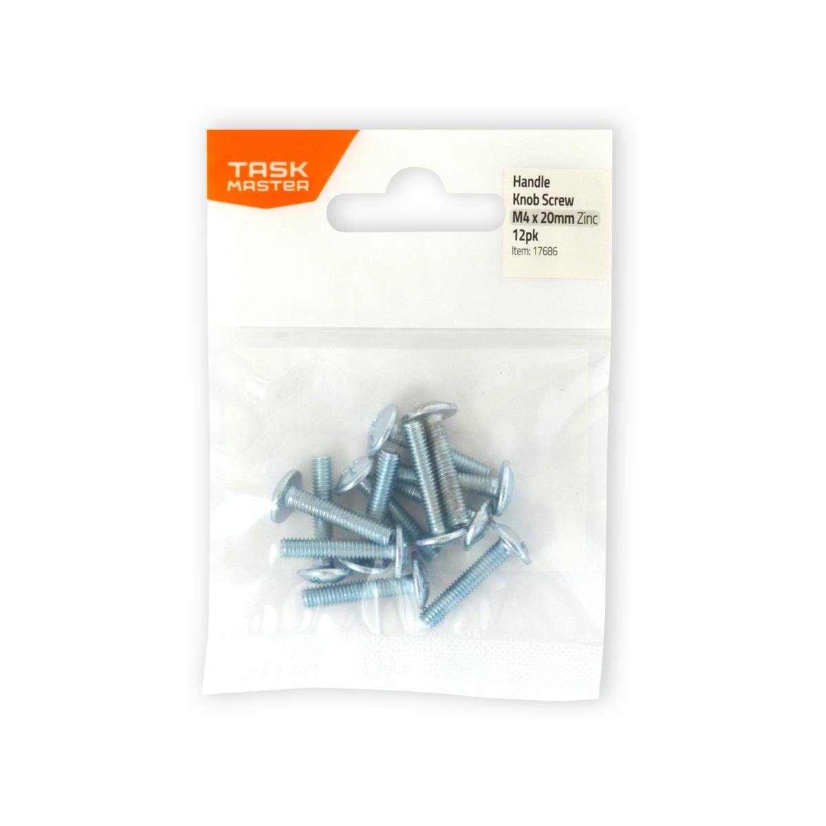 Taskmaster Zinc Plated Knob Handle Bolt 12 Pack - M4 x 20mm - SuperSaverAU - view 1