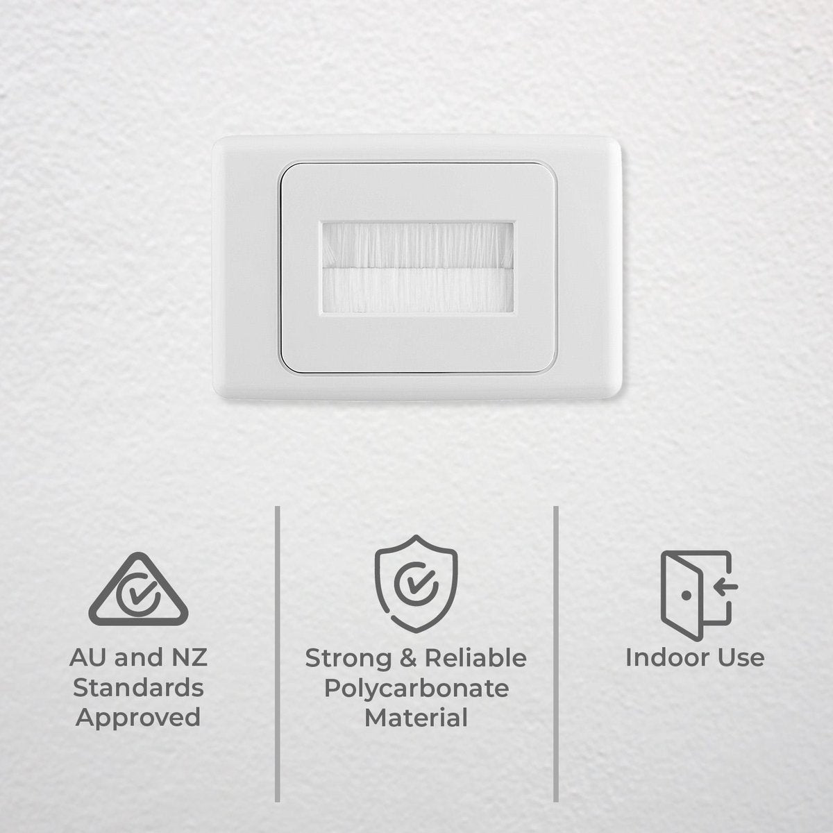 Deta White Brush Wall Cover Plate - Large Cable Entry - Polycarbonate - Neat Solution - SuperSaverAU - view 2