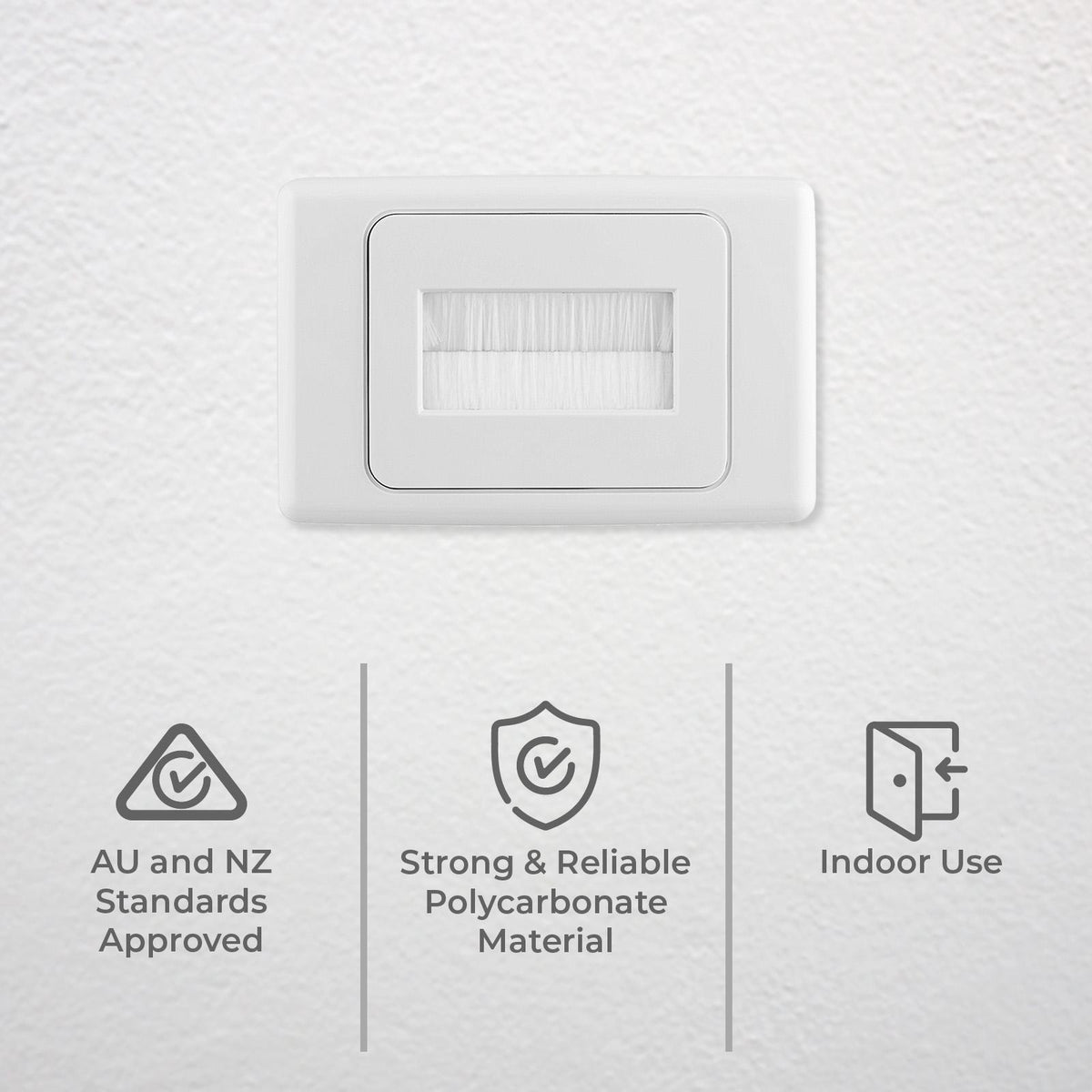 DETA White Brush Wall Cover Plate Polycarbonate Large Cable Entry