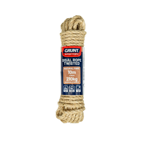 Grunt Sisal Twisted Rope 8mm x 10m Natural Fibre Weather Resistant - SuperSaverAU - view 1