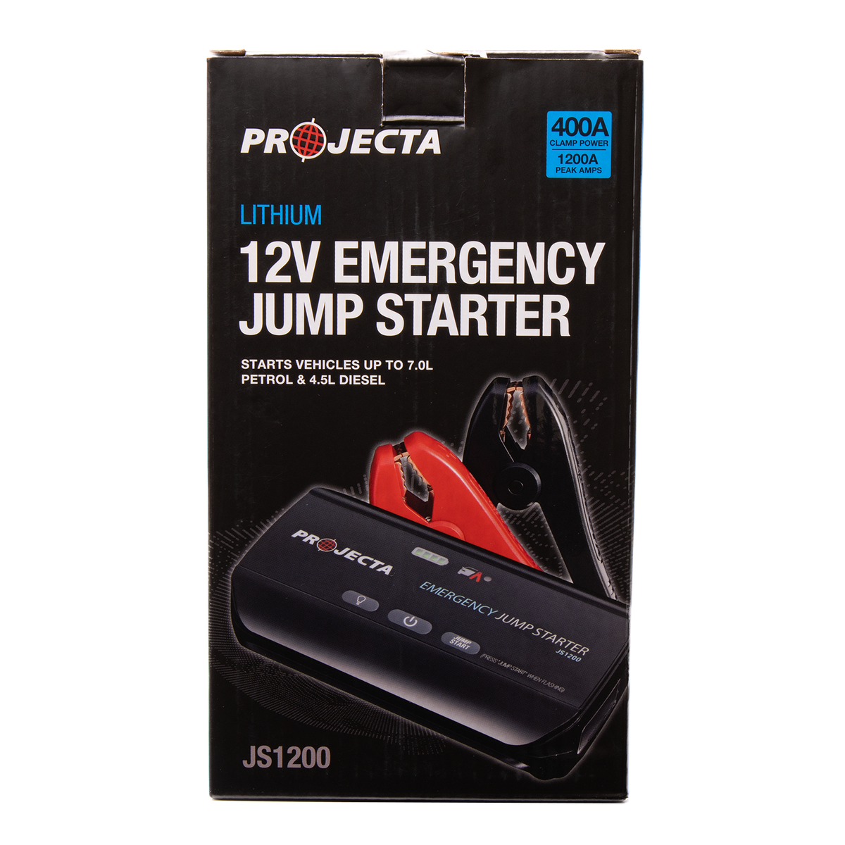 Projecta 12V 1200A Lithium Jumpstarter JS1200 in Black with LED Light and USB Power Bank