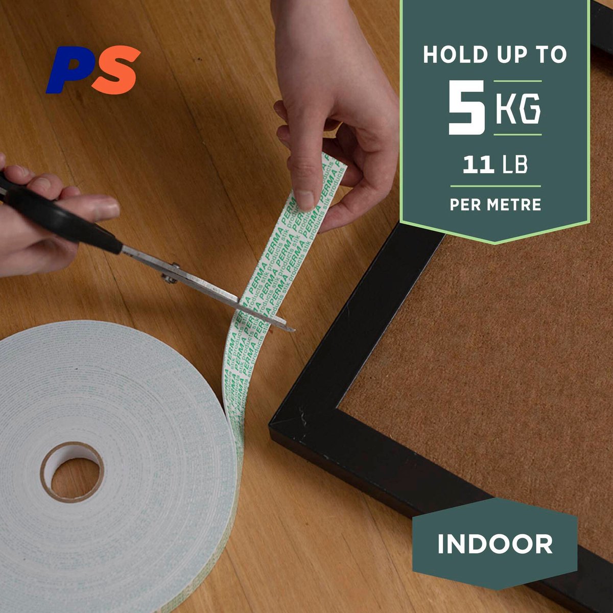 Permastik 12mm x 20m White Double-Sided Indoor Foam Mounting Tape