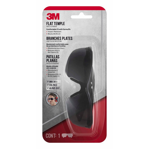 3M Black Grey Flat Temple Safety Glasses Antifog Antiscratch UV Protection