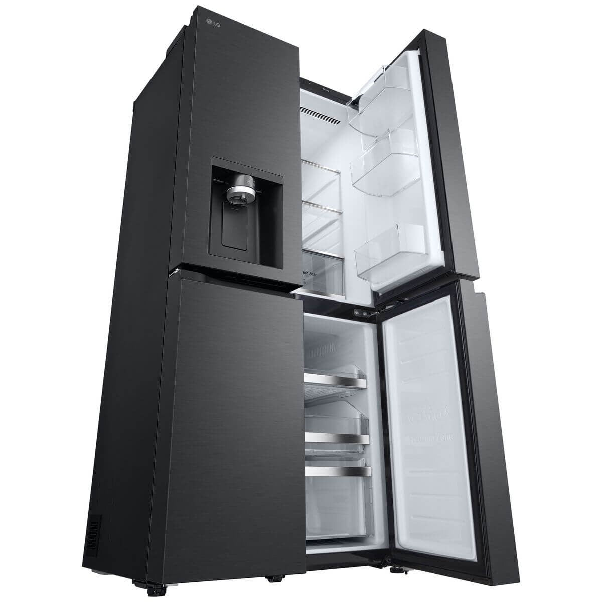 LG 506L French Door Fridge - Plumbed Ice and Water, Matte Black, 4.5 Star Energy - GF-L500MBL