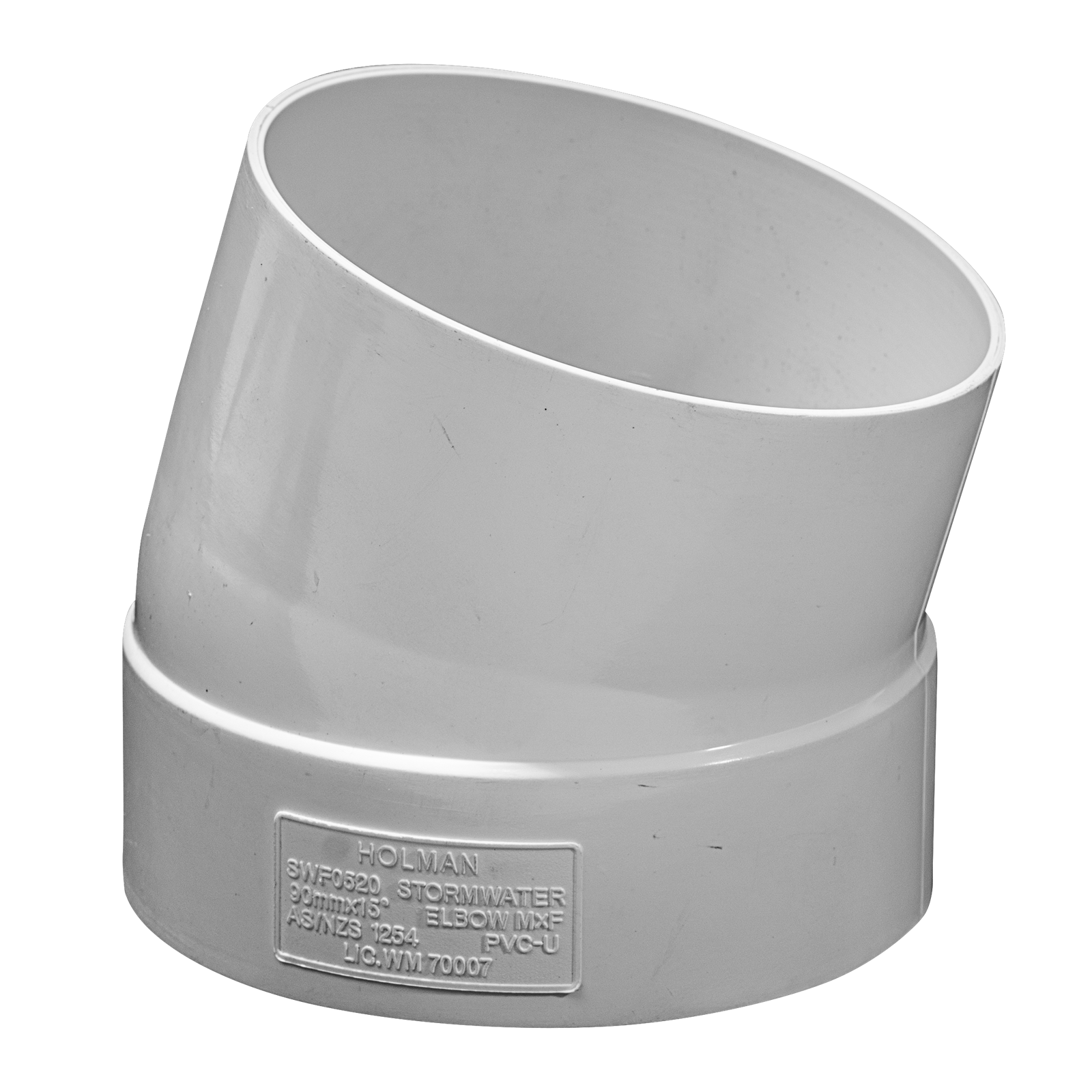 Holman 90mm 15° Male and Female Storm PVC Elbow, Push-On, Off White