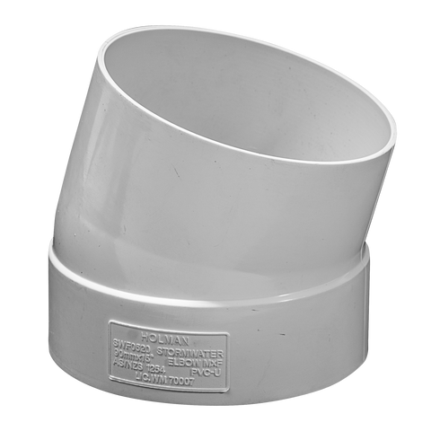 Holman 90mm 15° Male and Female Storm PVC Elbow, Push-On, Off White