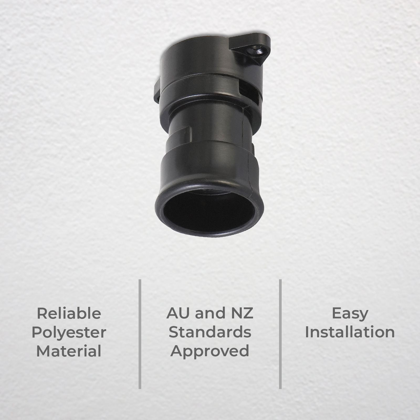 DETA Black Festoon Lamp Holder B22 Bayonet Polyester 240V 6316B