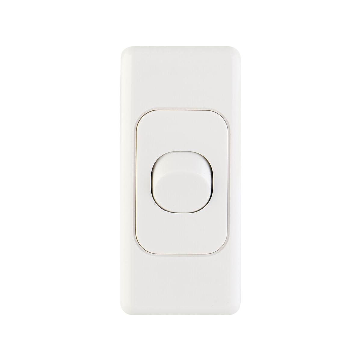 DETA Double Pole Single Architrave Switch 10A Polycarbonate White Surface Mount 6127B