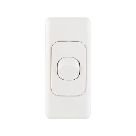 DETA Double Pole Single Architrave Switch 10A Polycarbonate White Surface Mount 6127B