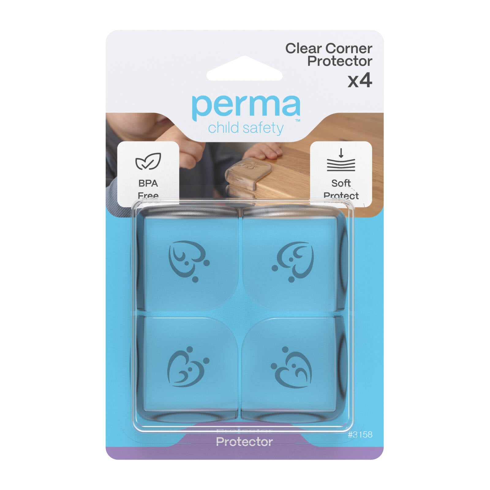 Perma Child Safety Clear Adhesive Corner Protectors 4 Pack