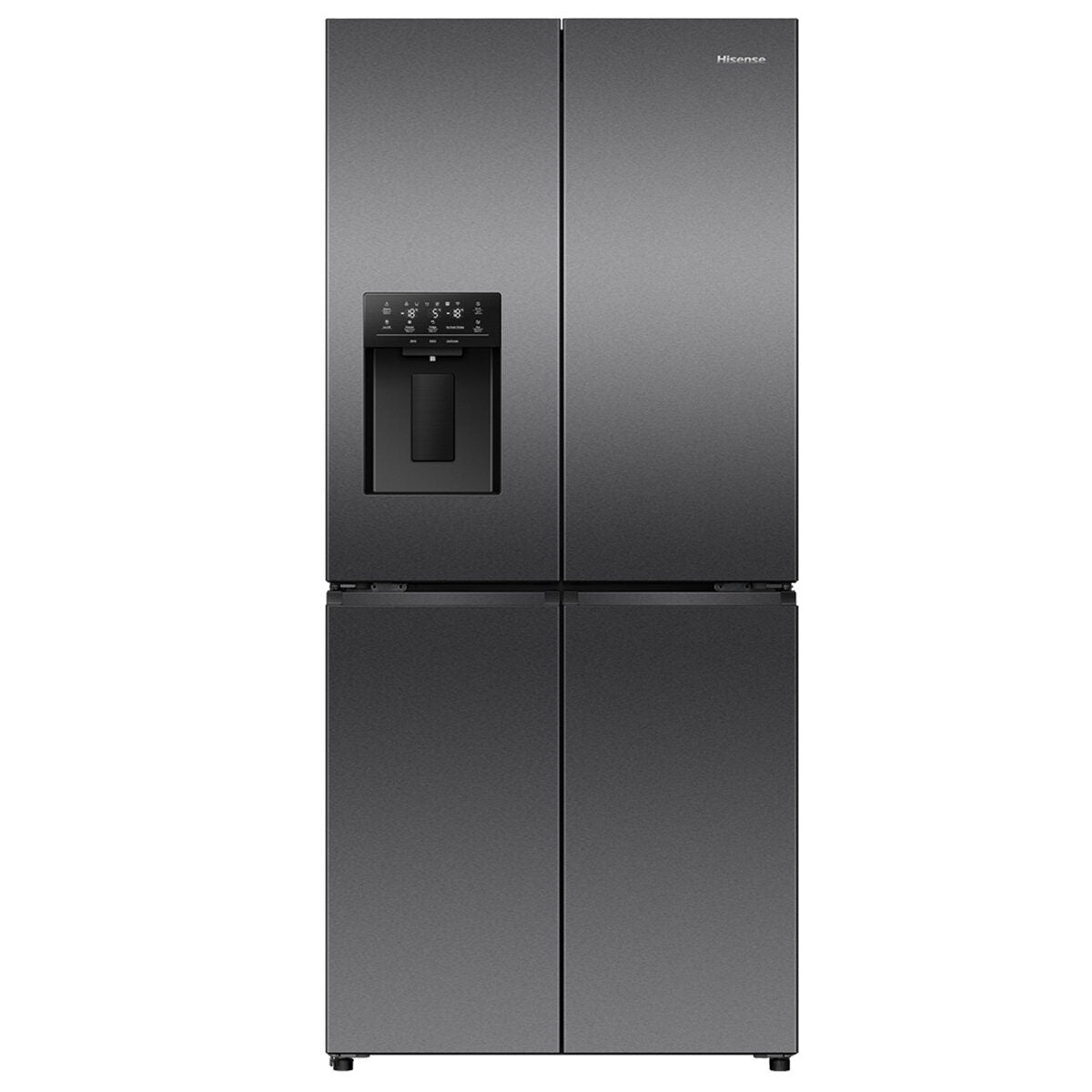 Hisense 483L French Door Fridge - Dark Stainless Steel - Non-Plumbed Ice and Water Dispenser - HRCD483TBW