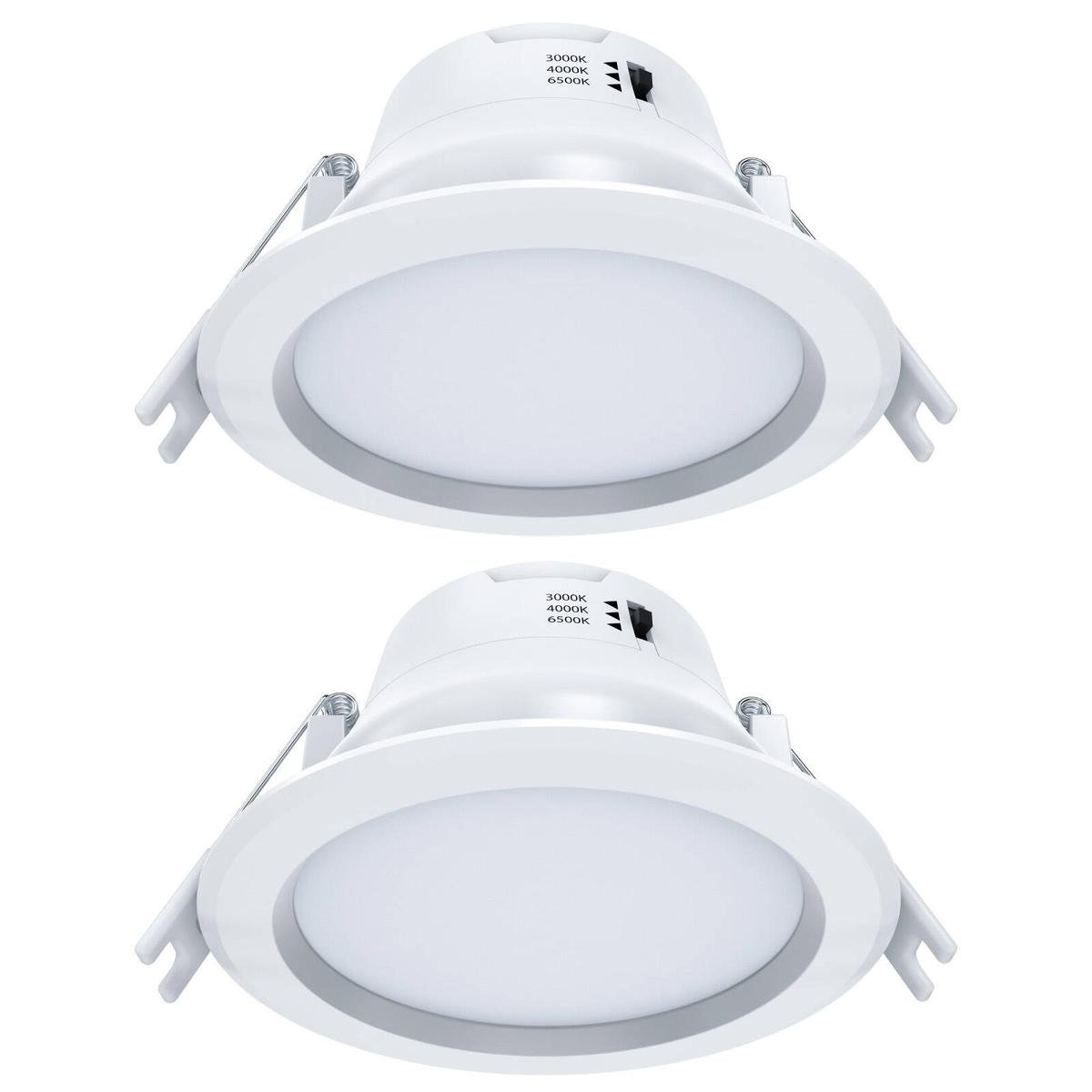 Arlec 9W Tri Colour Dimmable LED Downlight 92mm 2 Pack - Recessed Lens - SuperSaverAU - view 1