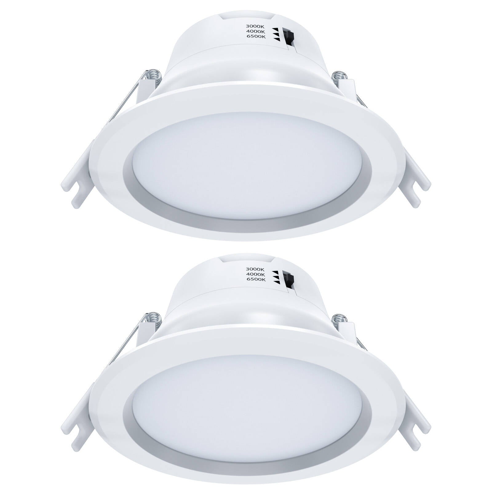 Arlec 9W 92mm Tri-Colour Dimmable LED Downlight Recessed Lens 240V White 2 Pack ALD285P2